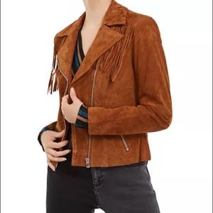 NEW wot INC International Fringe Leather Jacket